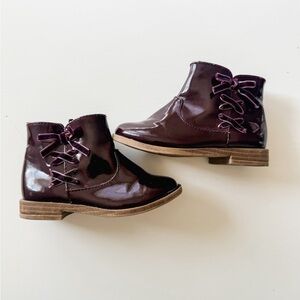 Kids Burgundy Patent leather Boots